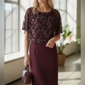 Connected Apparel Elegant Brown Midi Dress